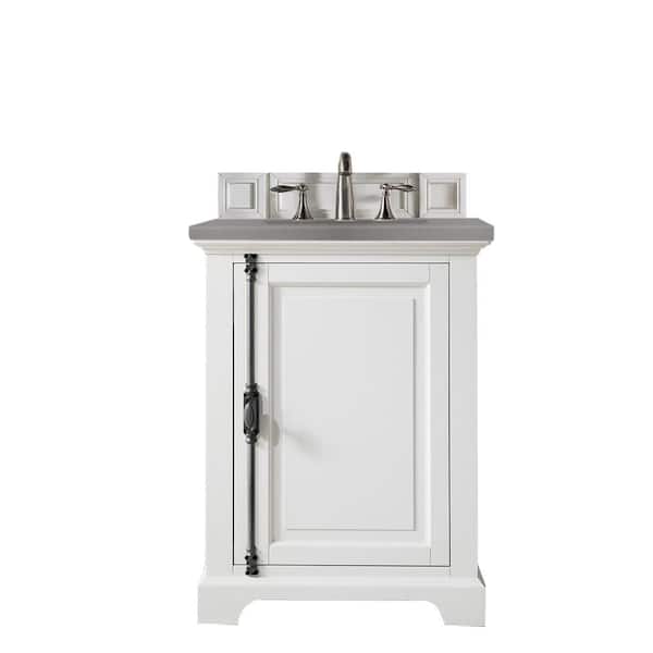 James Martin Vanities Providence 26 in. W x 23.5 in.D x 34.3 in. H Single Vanity in Bright White with Quartz Top in Grey Expo