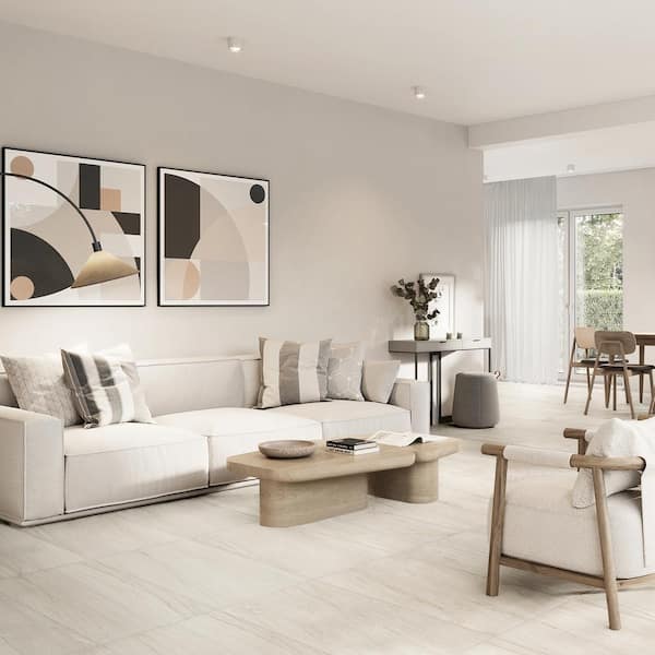 Malvera Cream 24 in. x 48 in. Lapato Porcelain Travertine Look Floor and Wall Tile (15.71 sq. ft./Case)