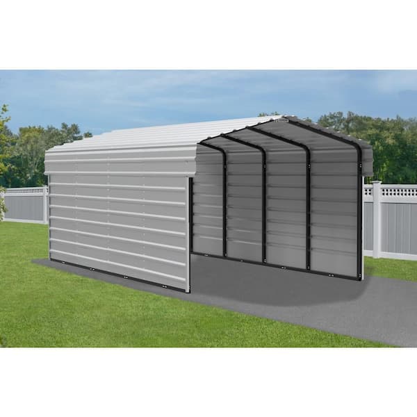 Arrow 10 ft. W x 20 ft. D x 7 ft. H Eggshell Galvanized Steel Carport with 2-Side Wall Kits