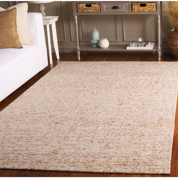Abstract 8 ft. x 10 ft. Light Brown/Ivory Solid Color Abstract Area Rug