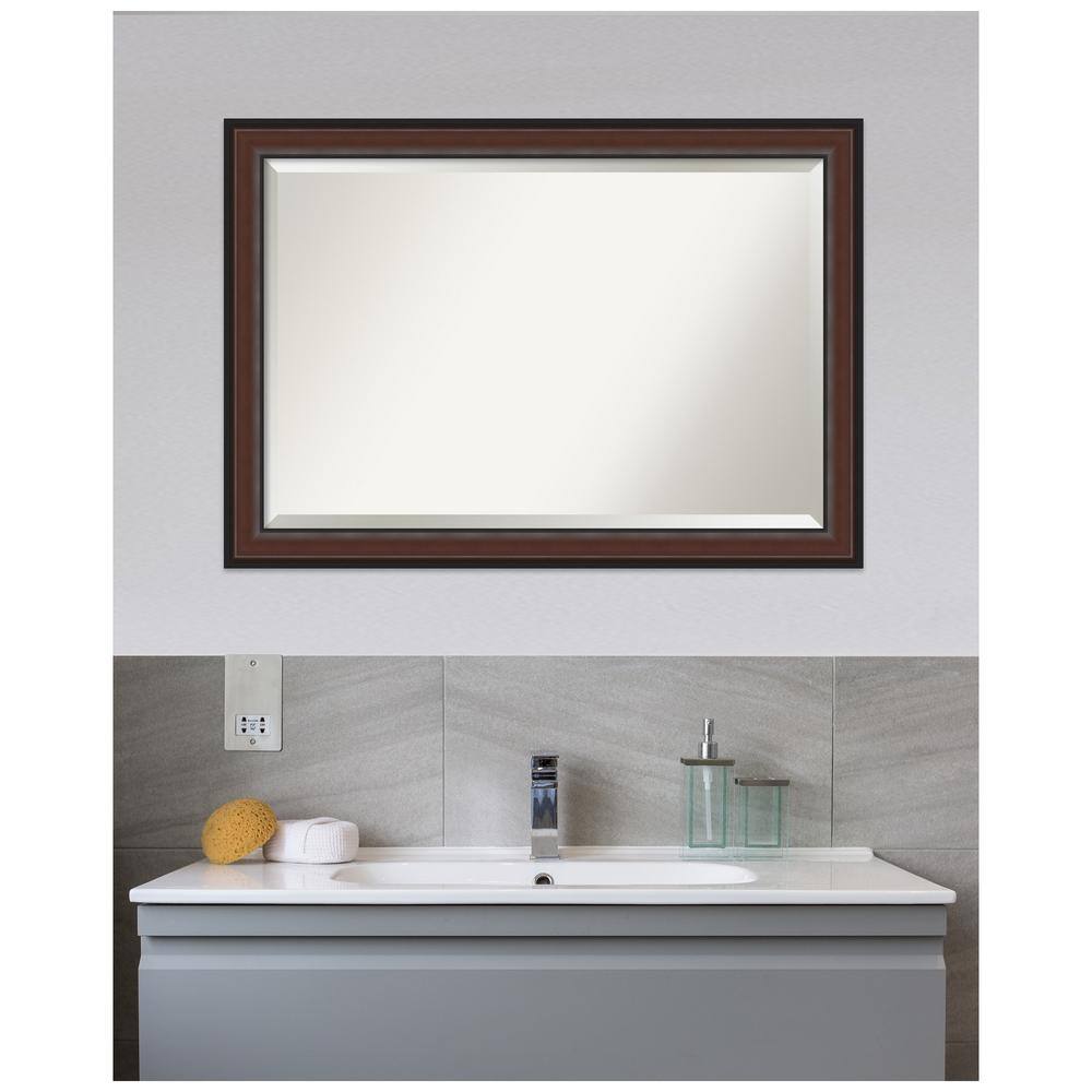 Harvard Walnut Rectangular Beveled Bathroom Vanity Mirror