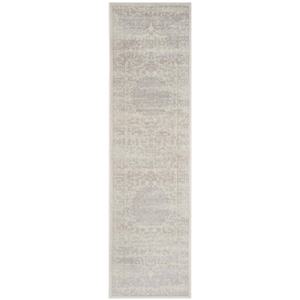 SAFAVIEH Carnegie Cream/Light Gray 2 ft. x 8 ft. Border Distressed