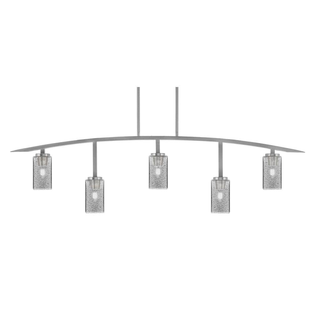 Siena 51.25 in. 5-Light Graphite Chandelier with 3.5 in. Smoke Bubble Glass