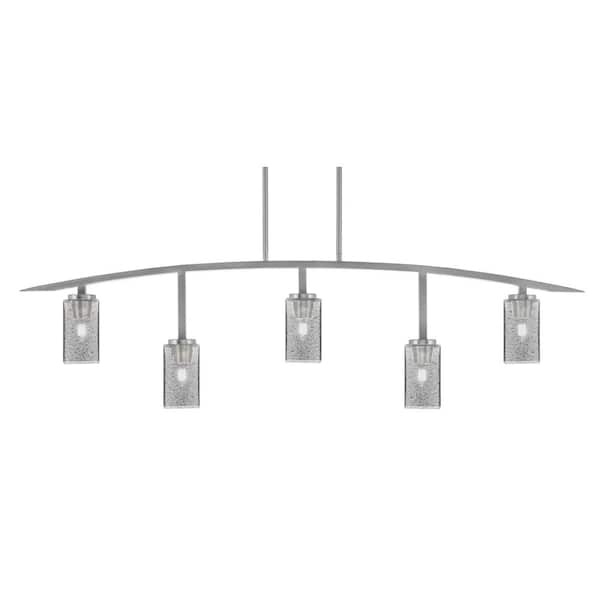 Unbranded Siena 51.25 in. 5-Light Graphite Chandelier with 3.5 in. Smoke Bubble Glass Shades, no bulbs included