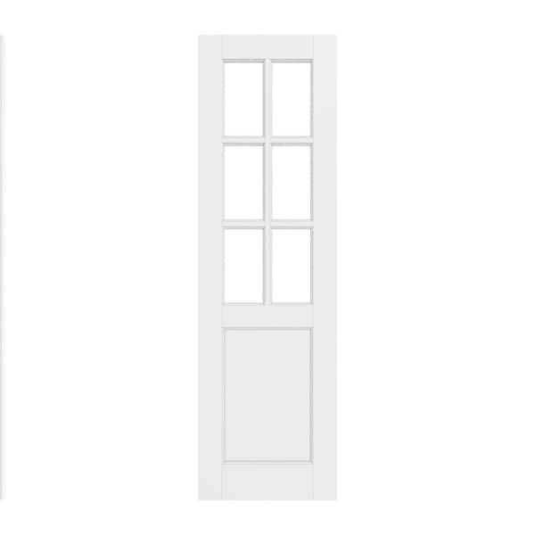 24 in. x 80 in. 6-Lite Tempered Clear Glass and Solid Core Manufacture Wood White Primed Interior Door Slab