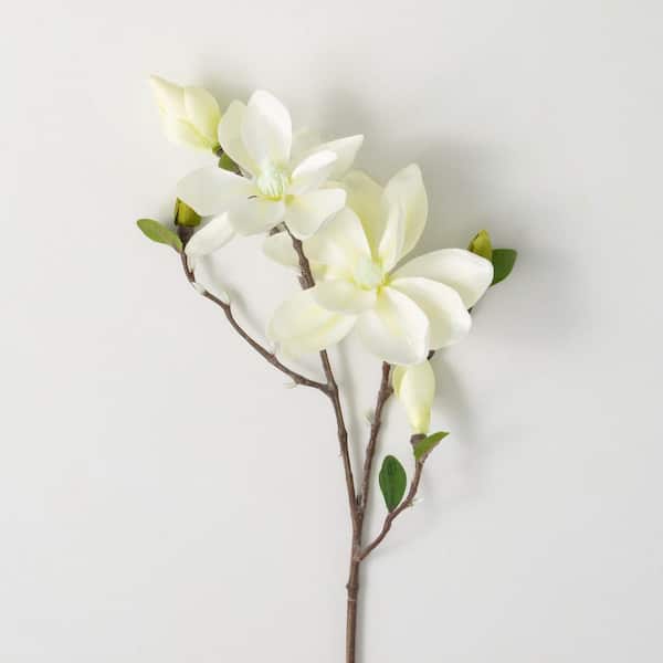 SULLIVANS 28" Artificial White Magnolia Spray With Bud