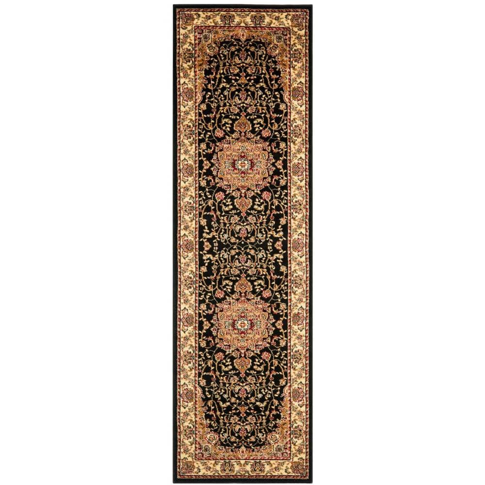 Lyndhurst Black/Ivory 2 ft. x 12 ft. Floral Border Antique Runner Rug price history on PriceWatchPro