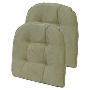 15 in. x 16 in. Gripper Non-Slip Twillo Thyme Tufted Chair Cushions (Set of 2)