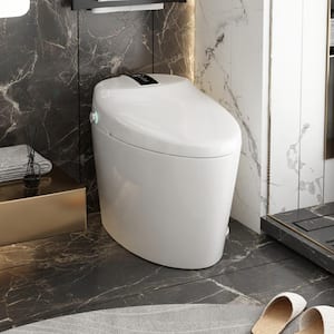 Elongated Smart Bidet Toilet 1.28GPF in White W/Foot Sensing Open/Flush, Massage Cleaning, Light, Heated, Self-Cleaning