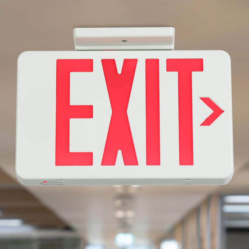 EXIT LED WH/RED USA 非常口 両面表示タイプ アメリカン LNC Hardwired White and Red Double Face Integrated LED Exit Sign