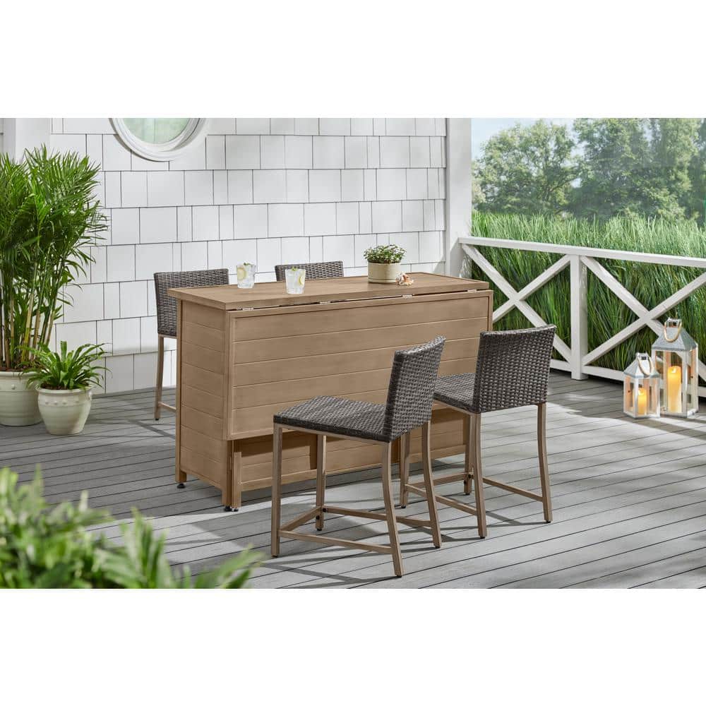 Hampton Bay Ashford Park Steel Wicker Outdoor Bar Chairs 4 Pack GC 31045 SSR The Home Depot