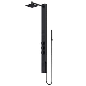 Sutton 58 in. H x 4 in. W 4-Jet Shower Panel System with Adjustable Square Head and Hand Shower Wand in Matte Black