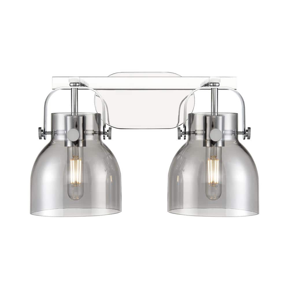 Pilaster II Bell 17 in. 2-Light Polished Chrome Vanity Light with Black Glass Shade price history on PriceWatchPro