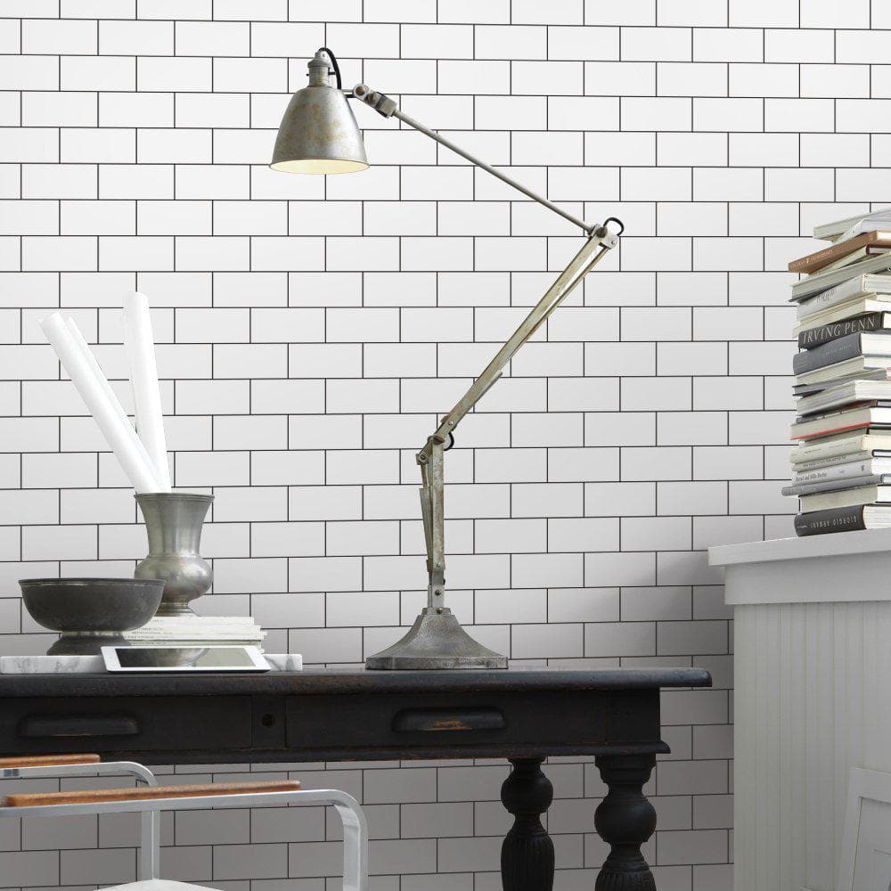 12'' x 12'' White Vinyl Peel and Stick Subway Tile