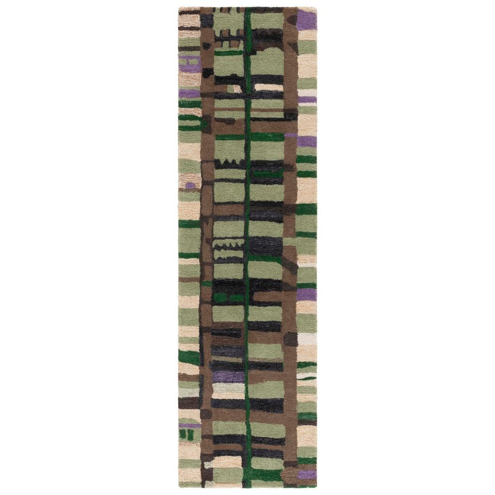 Rodeo Drive 2 ft. x 8 ft. Green/Purple Abstract Geometric Striped Runner Rug price history on PriceWatchPro