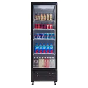 10.0 cu. ft Commercial Upright Display Frost Free Refrigerator Glass Door Beverage Cooler with LED Light Strip in Black