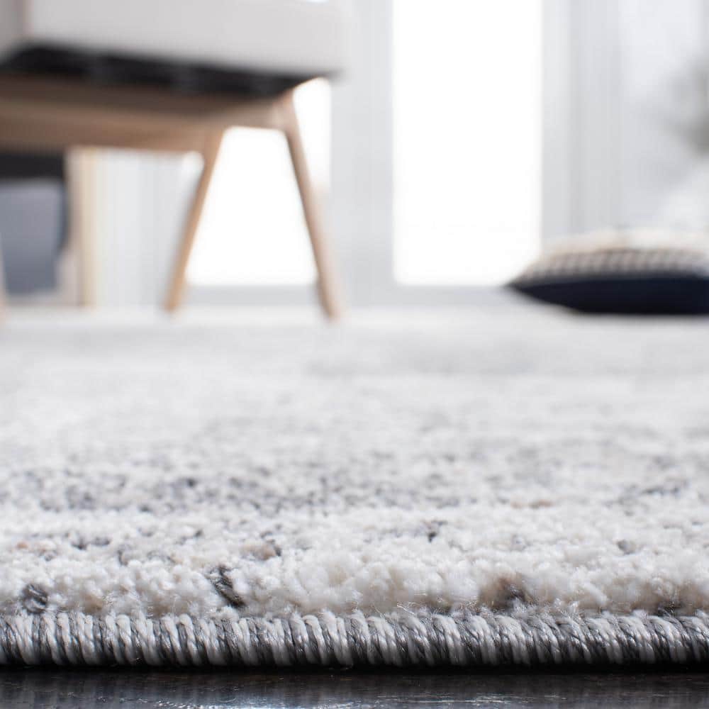 Abstract Elegance 9' x 12' Gray Hand-Knotted Synthetic Rug