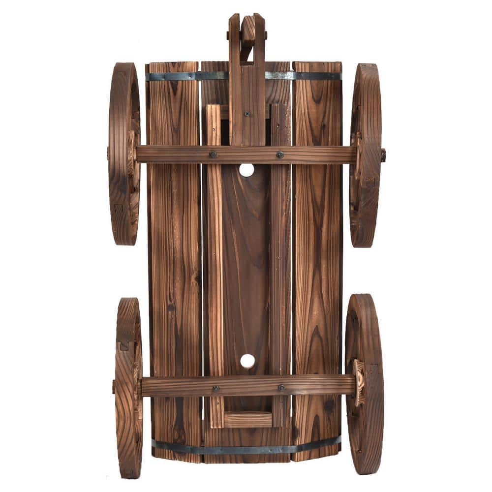 Rustic Fir Wood Wagon Flower Planter with Wheels