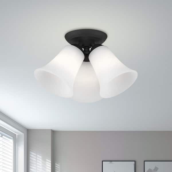 AVIANCE LIGHTING Burkland 3-Light Ceiling Black Incandescent Semi-Flush Mount