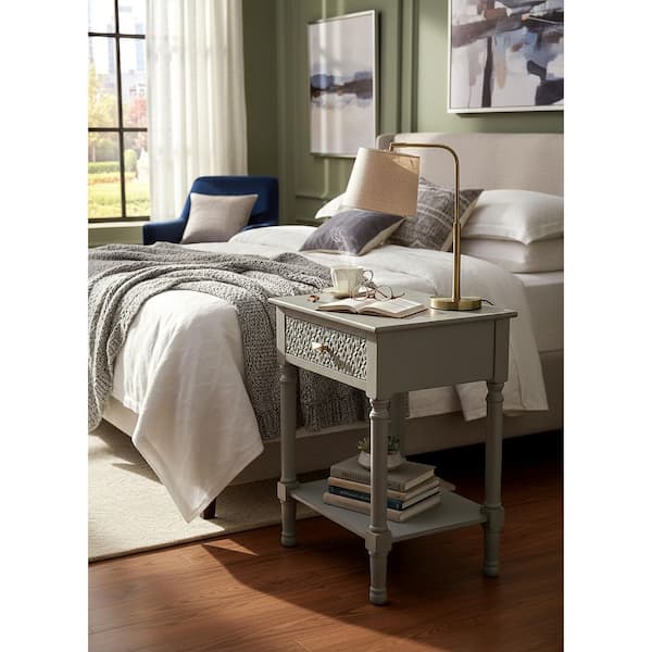 SAFAVIEH Halton 19 in. Distressed Gray Rectangle Wood Storage End Table