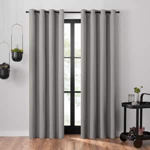 Ottoman Cement Polyester Textured Solid 50 in. W x 63 in. L Grommet 100% Blackout Curtain (Single Panel)