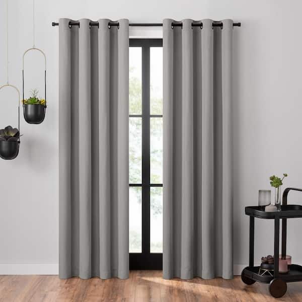Umbra Ottoman Cement Polyester Textured Solid 50 in. W x 63 in. L Grommet 100% Blackout Curtain (Single Panel)