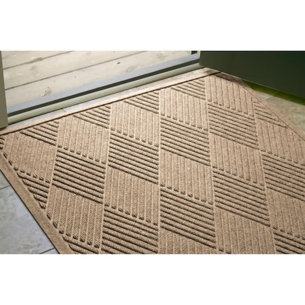 Bungalow Flooring Waterhog Squares 35 in. x 85 in. Pet Polyester Indoor Outdoor Door Mat Camel