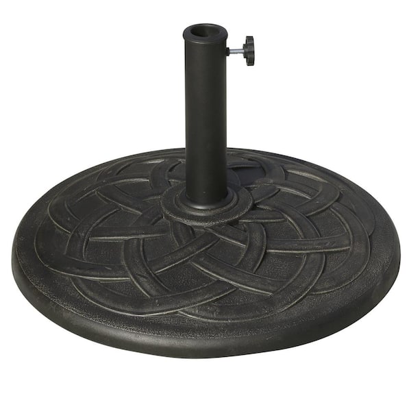 Round Resin Umbrella Base Stand Market Parasol Holder, Patio Umbrella Base in Antique Bronze