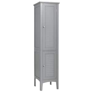 14.5 in. W x 14.5 in. D x 63 in. H Gray Freestanding Bathroom Storage Linen Cabinet