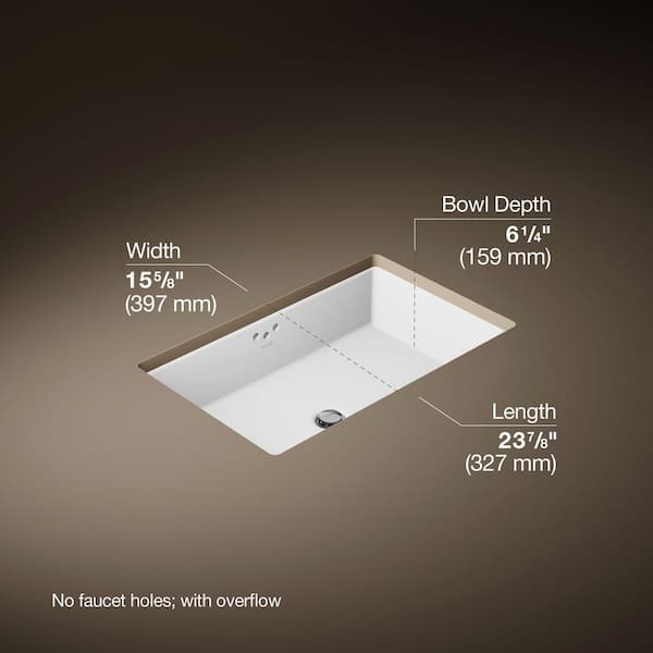 KOHLER Kathryn 23.9 in. x 15.63 in. Undermount Bathroom Sink in