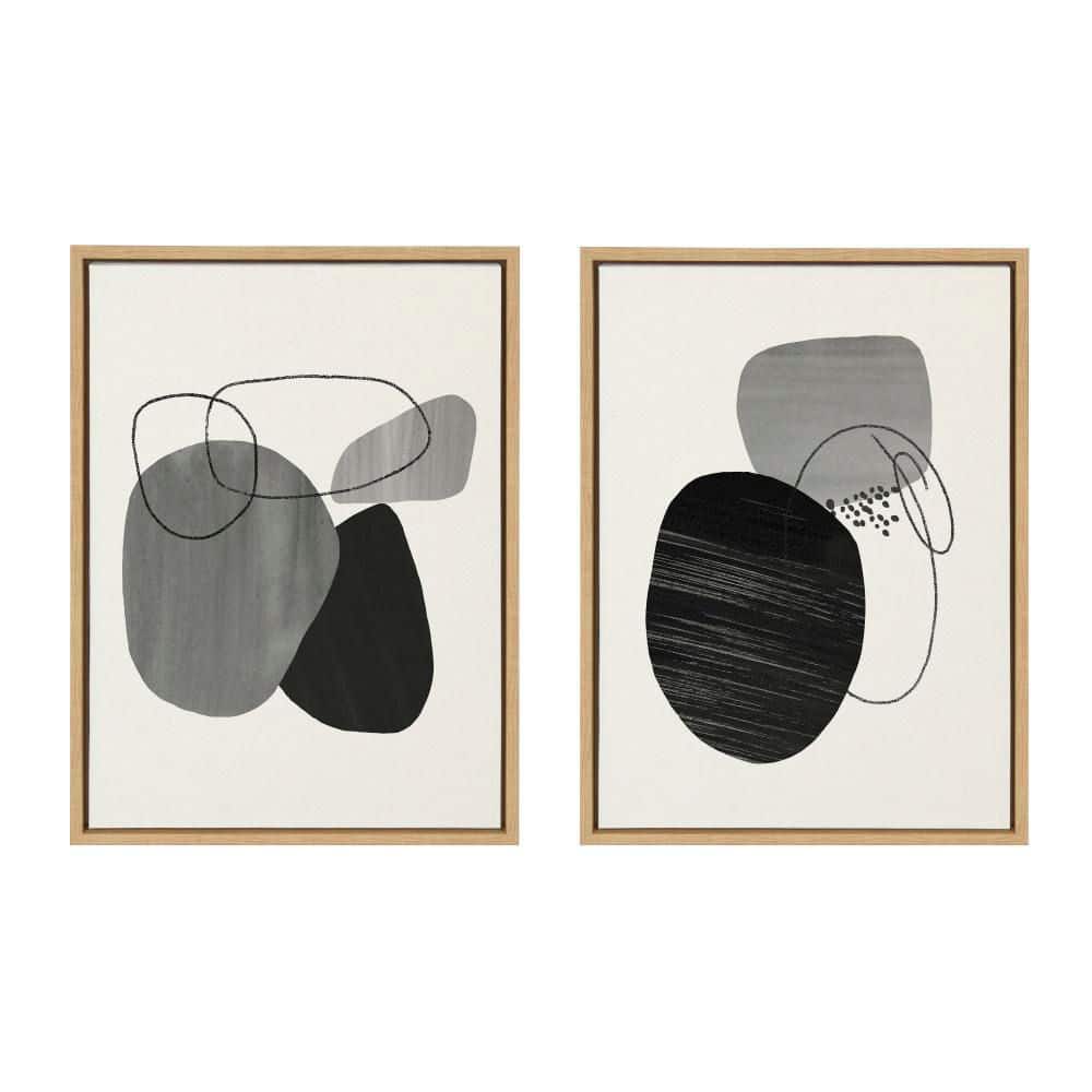Sylvie 18x24 Black and Gray Abstract Canvas Art Set