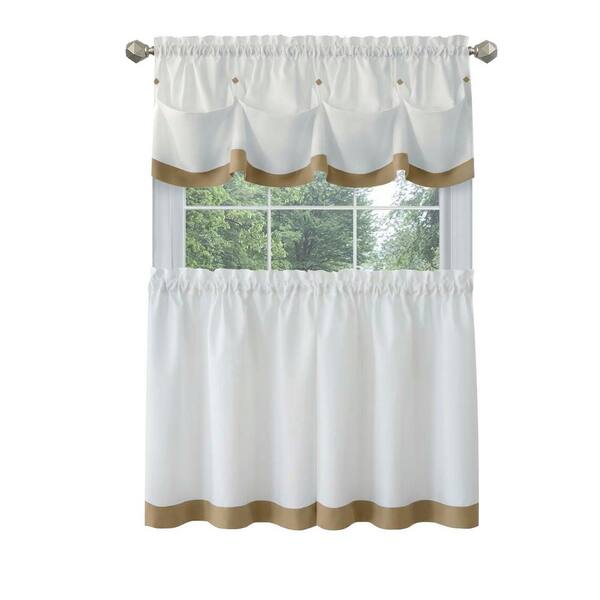 Darcy Navy Kitchen Curtain with Swag and Tier Set 36 in 