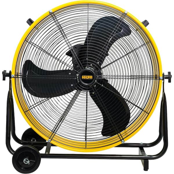 Atemomen 24 in. 8800 CFM DC Motor Drum Fan High-Velocity Air Circulator Airflow Turbo Shop Floor Fan in Yellow- UL Listed