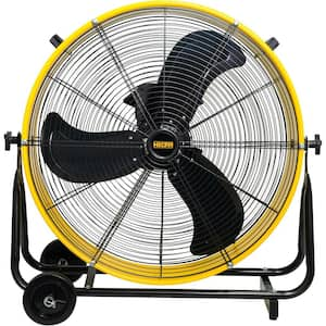 24 in. 8800 CFM DC Motor Drum Fan High-Velocity Air Circulator Airflow Turbo Shop Floor Fan in Yellow- UL Listed