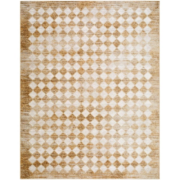 Galey Alix Myrtle Avenue V Vintage Checkerboard Area Rug, 2 ft.6 in. x 7 ft.3 in. (3 ft. x 7 ft.), Taupe Checkered
