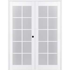 Paola 48"x 96" Left Hand Active 10-Lite Frosted Glass Bianco Noble Finished Wood Composite Double Prehung French Door