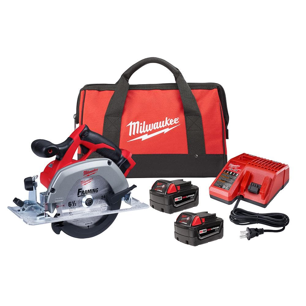 Milwaukee M18 18V Lithium-Ion 6-1/2 in. Cordless Circular Saw Kit with Two  3.0 Ah Batteries, 24T Saw Blade, Charger, Tool Bag 2630-22 The Home Depot