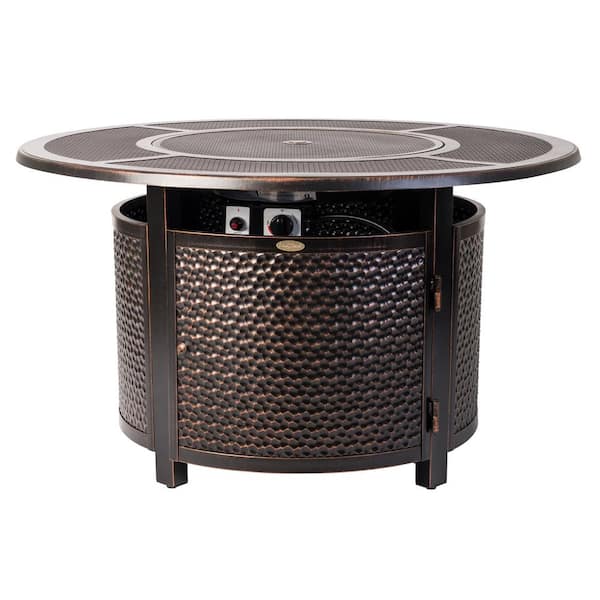 Round Aluminum Propane Fire Pit Table, Home Depot Fire Pit Table Set