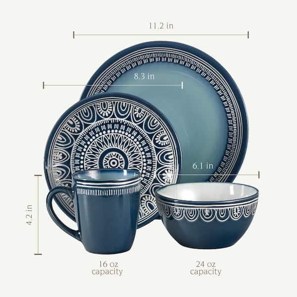 Over and Back 16 pc Casual Porcelain Dinnerware set (Service for 4