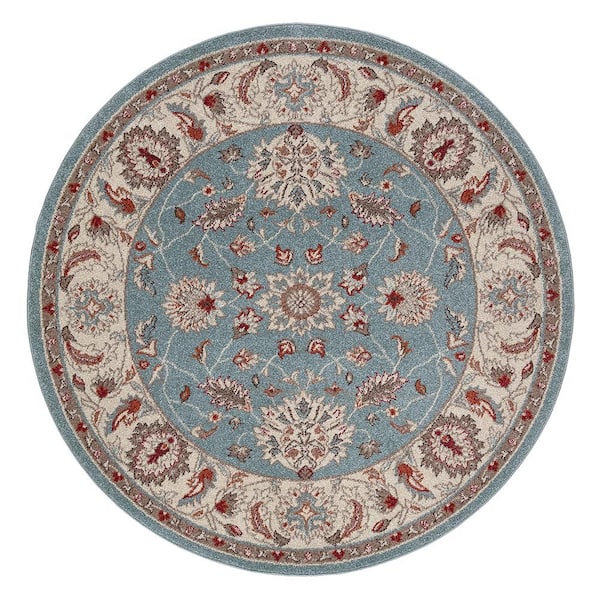 Concord Global Trading Chester Oushak Blue 5 ft. Round Area Rug