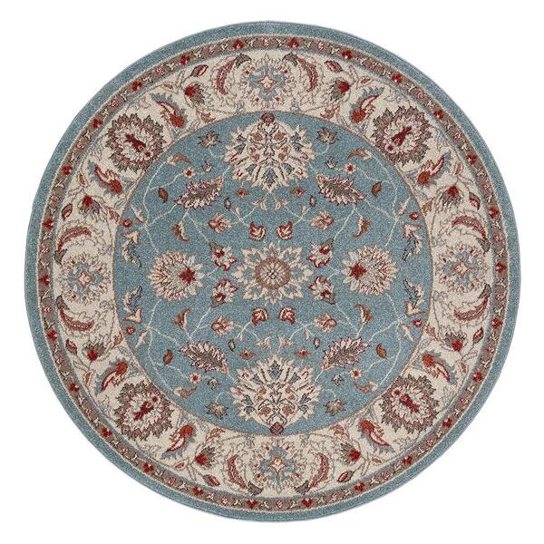Concord Global Trading Chester Oushak Blue 8 ft. Round Area Rug
