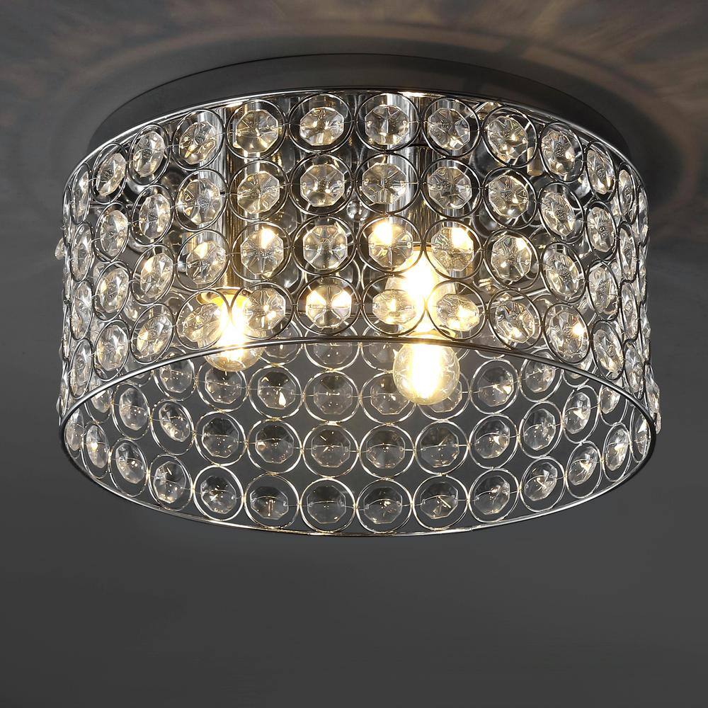 Ellen Crystal Chrome 15" LED Flush Mount Ceiling Light