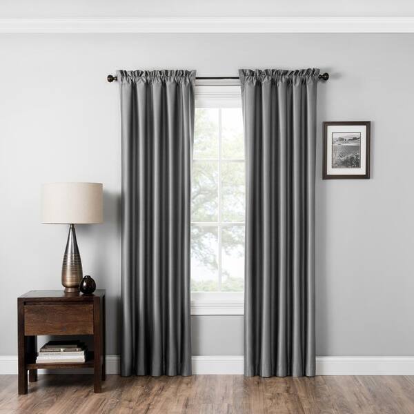 Eclipse GREY Thermal Rod Pocket Blackout Curtain - 42 in. W x 63 in. L