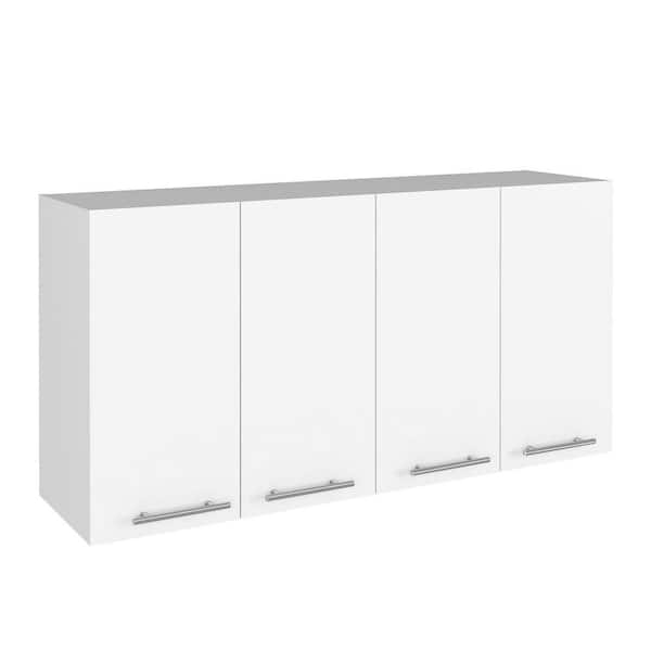 Aoibox 47.2 in. W x 13.18 in. D x 23.6 in. H White Ready to Assemble Wall Mounted Upper Kitchen Cabinet w/ 4-Doors & Shelves