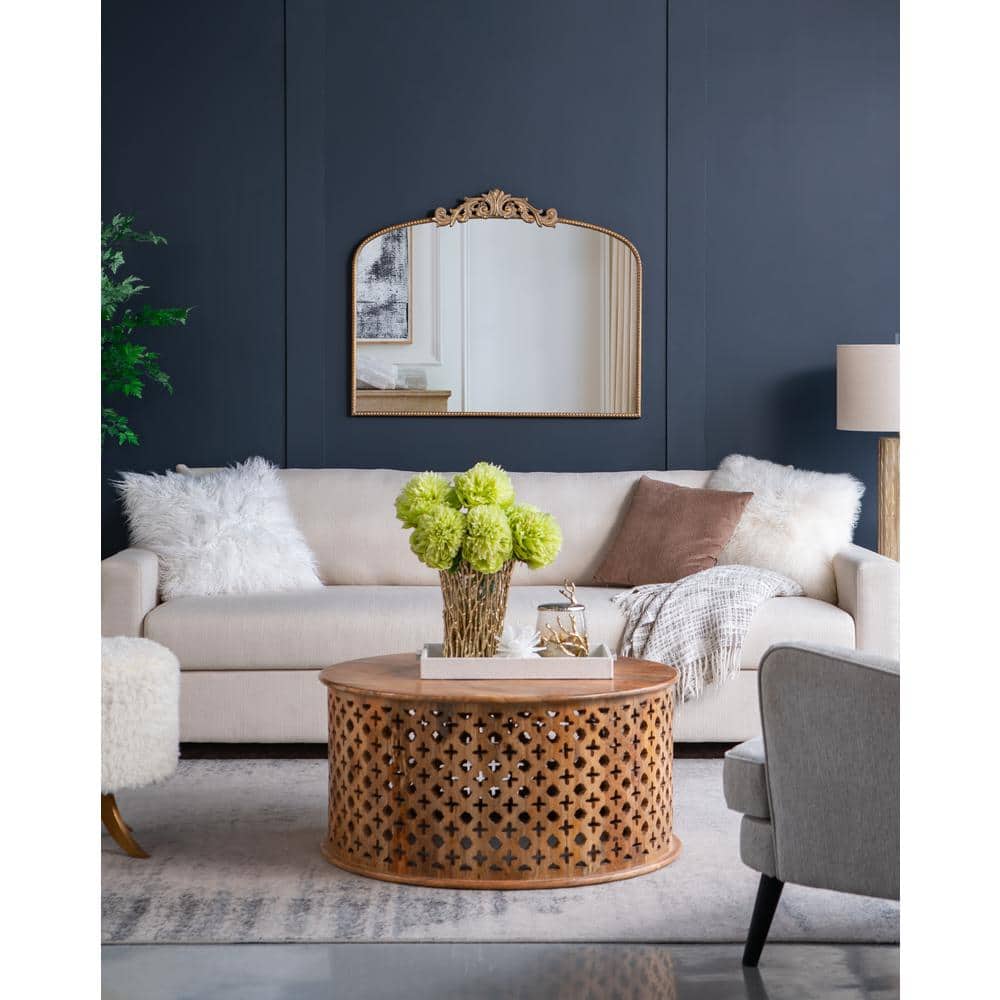 Luxurious Gold-Framed Rectangular Wood Dresser Mirror 40"x31"
