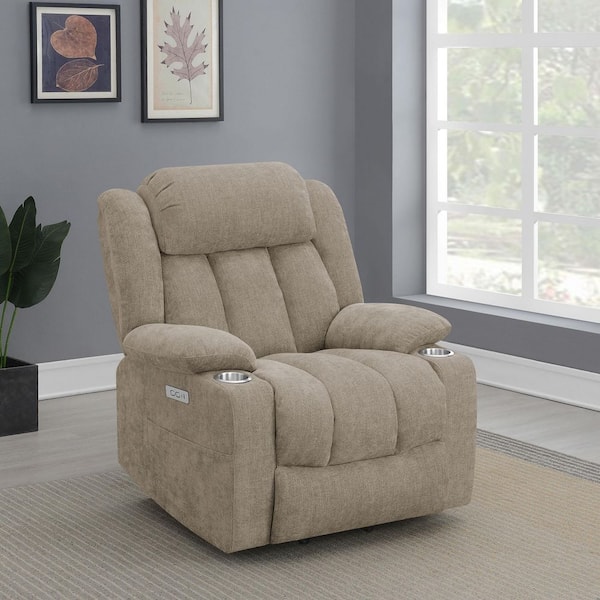 Coaster Houston Camel Upholstered Power Lift Recliner with Tufted Cushion
