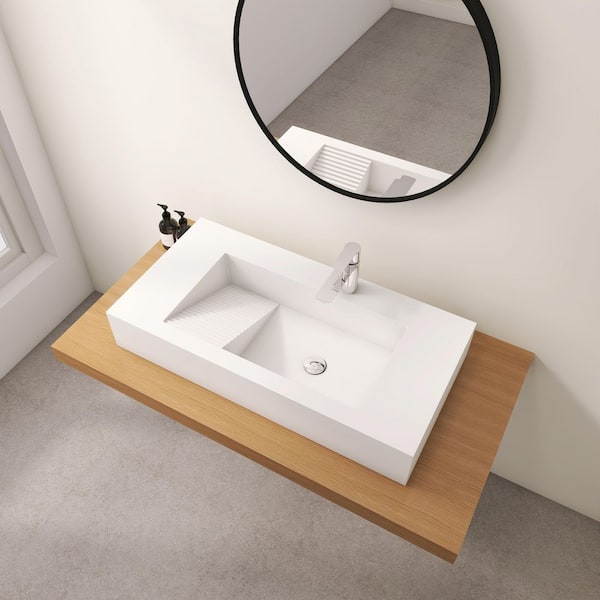 SJ STAR&JANE 36 in. x 18 in. Wall Mount Rectangle Vessel Sink with