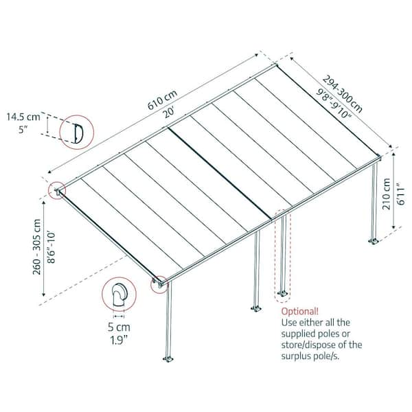 CANOPIA by PALRAM Feria 13 ft. x 20 ft. Gray/Clear Lean to Carport 707163 -  The Home Depot