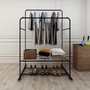 Black Metal Clothes Rack 43.30 in. W x 60.24 in. H