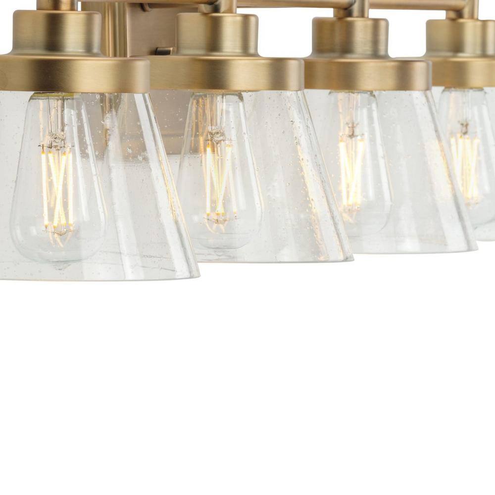 Hinton 4-Light Brass and Glass Bath Vanity Fixture